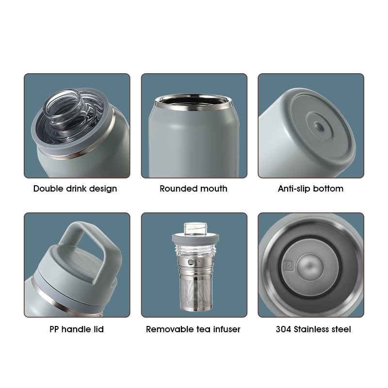 2024 Custom logo Reliable Drink Bottle Eco Friendly Vacuum Flask With Tea Strainer And Handle Lid