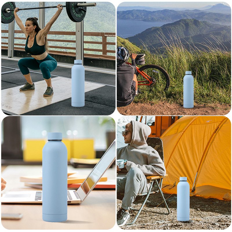 Custom soft touch double wall insulated hiking drink bottle 500ml vacuum flask stainless steel thermal water bottles