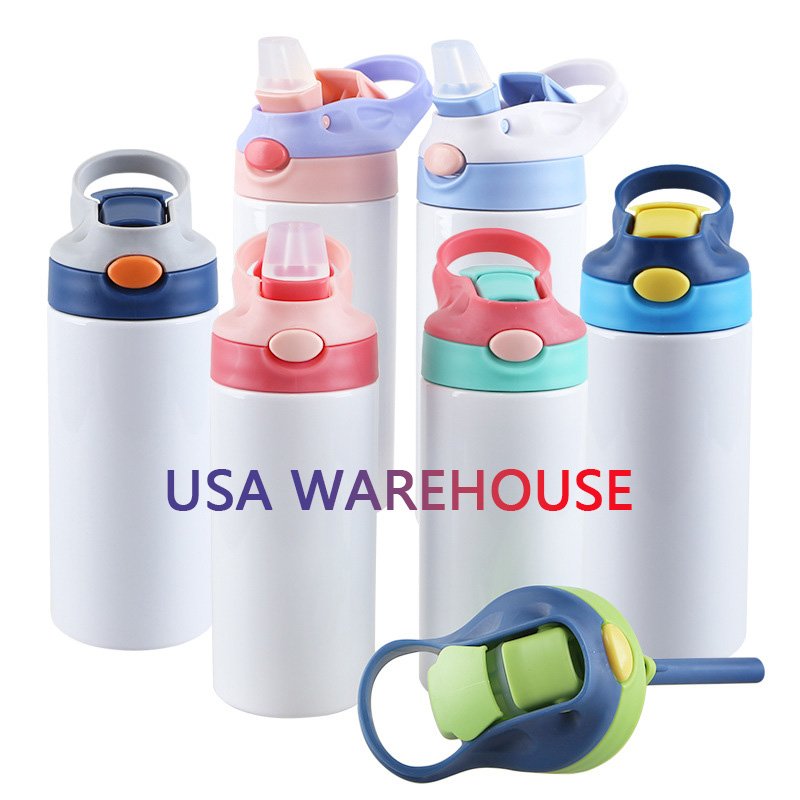 Colorful Leakproof 350ml 12oz Straight Custom Logo Double Walled Stainless Steel Sublimation Kids Water Bottles with Flip Top