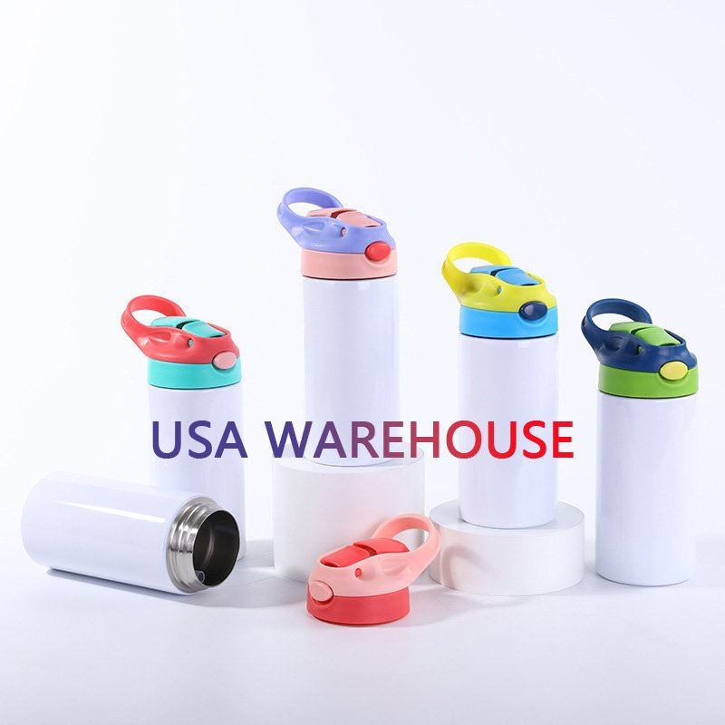 Colorful Leakproof 350ml 12oz Straight Custom Logo Double Walled Stainless Steel Sublimation Kids Water Bottles with Flip Top