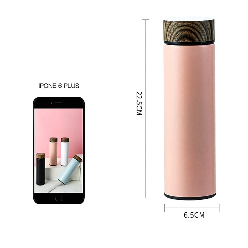 500ml 17oz Wood Grain Lid Insulated Thermal Cup Stainless Steel Vacuum Flask Double Wall Tumblers Bamboo Water Bottle With lid