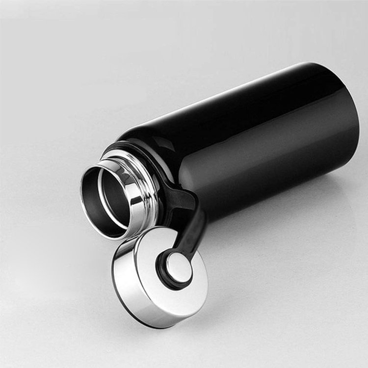 Portable Large Capacity 1L Sports Thermos Stainless Steel Bottle Insulated Vacuum Flask Black Water Bottle with Straw Lid