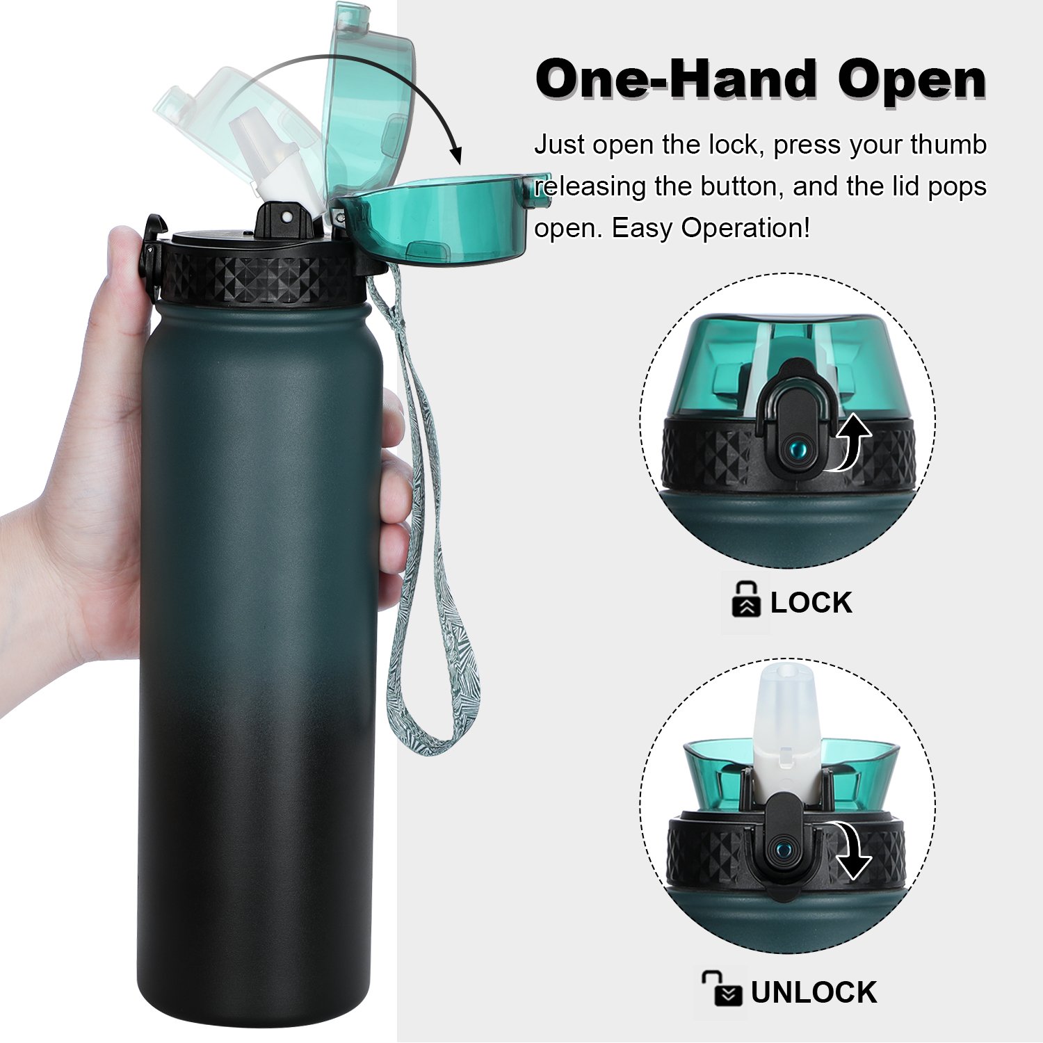 1000ml Double Wall Stainless Steel Travel Tumbler Thermos Portable Vacuum Flask Water Bottle For Sports With Custom Logo