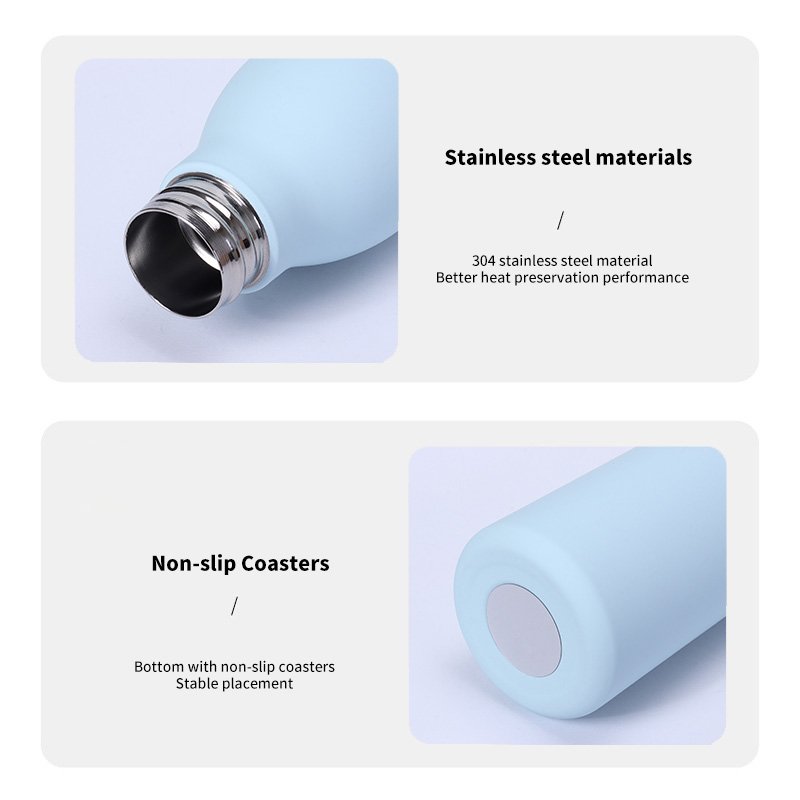 550ML American Style Soft Touch Stainless Steel 304 Insulated Travel Water Bottle Custom Logo Matte Rubber Coated Vacuum Flask