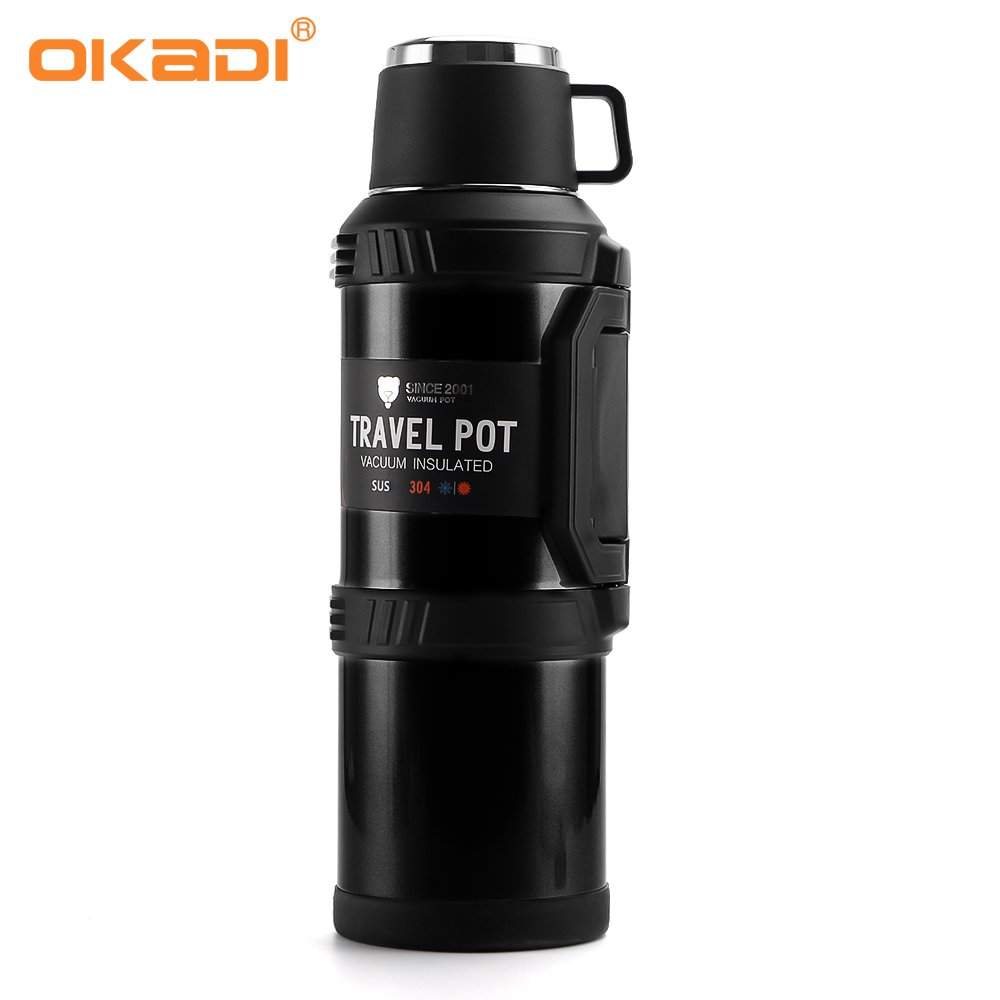 OKADI 3.6L Outdoor Camping Double Wall 304 Stainless Steel Vacuum Thermos Flask with Portable Handle