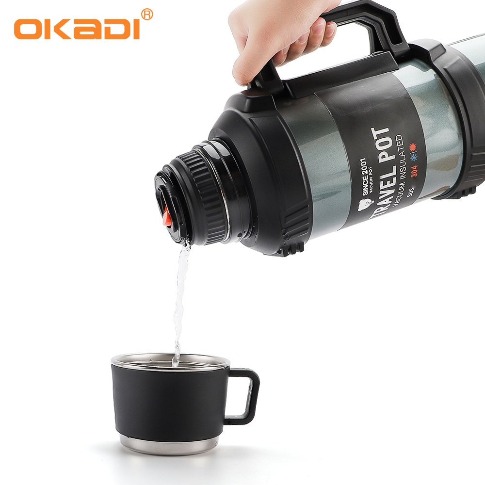 OKADI 3.6L Outdoor Camping Double Wall 304 Stainless Steel Vacuum Thermos Flask with Portable Handle