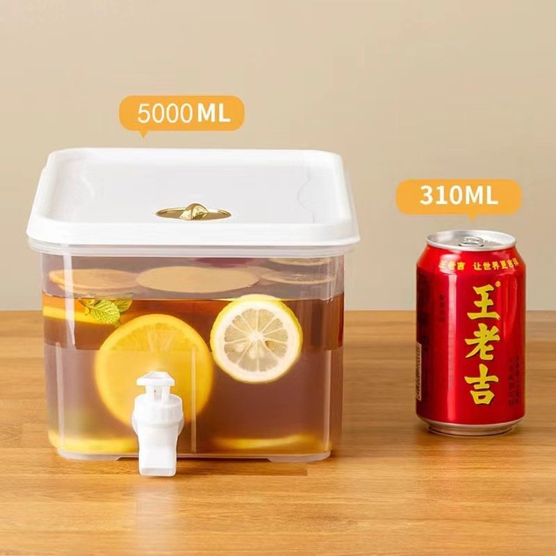 Wholesale Household 5l Iced Beverage Dispenser Refrigerator Cold Water Kettle With Faucet Large Capacity Plastic Beverage Pot