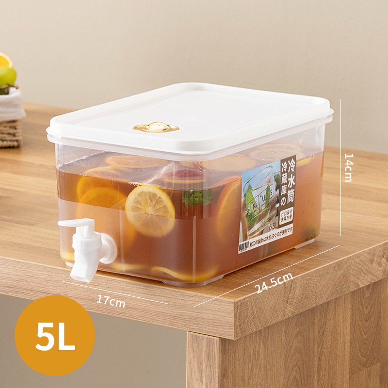 Wholesale Household 5l Iced Beverage Dispenser Refrigerator Cold Water Kettle With Faucet Large Capacity Plastic Beverage Pot
