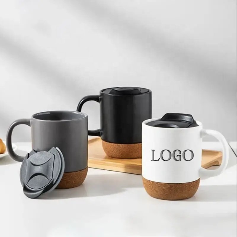 Wholesale Custom Logo Popular Blank Custom Ceramic Coffe Mug Cup With Cork And Splash Proof Lid
