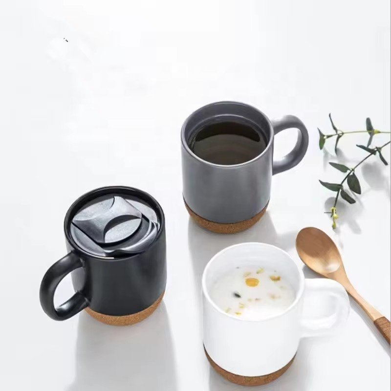 Wholesale Custom Logo Popular Blank Custom Ceramic Coffe Mug Cup With Cork And Splash Proof Lid