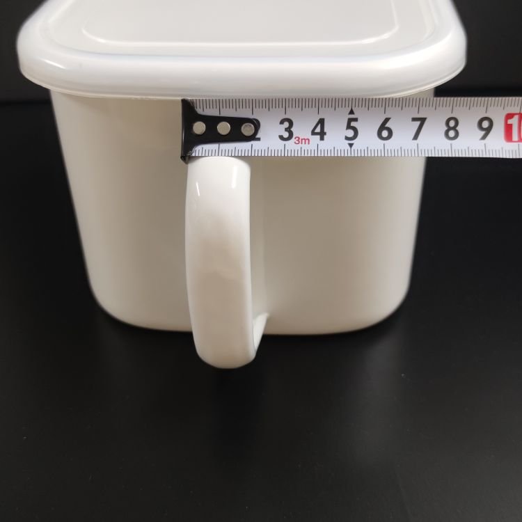 Large-capacity White Enamel Metal Steel Cup Kitchen Induction Cooker Gas Heating Square Instant Noodle Mug