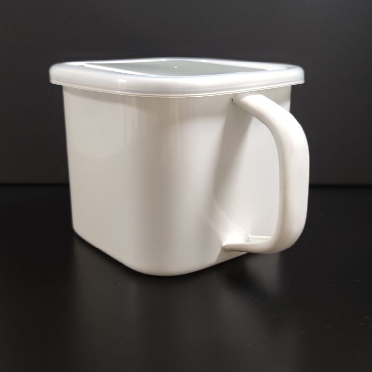 Large-capacity White Enamel Metal Steel Cup Kitchen Induction Cooker Gas Heating Square Instant Noodle Mug