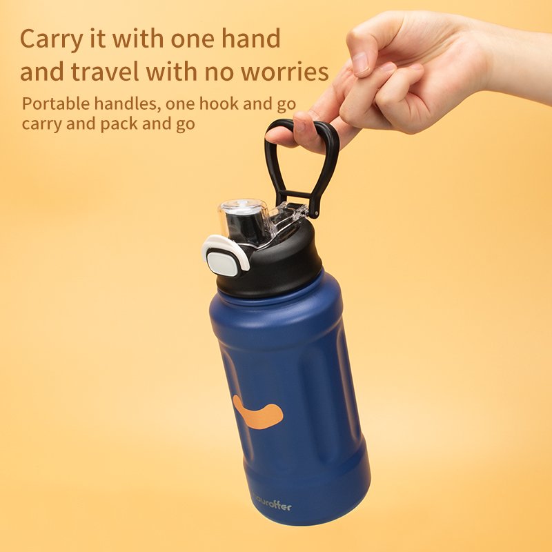 houroffer Vacuum Flask 30oz 40oz outdoor mugs stainless steel sport water bottle with handle tumbler with straw business logo