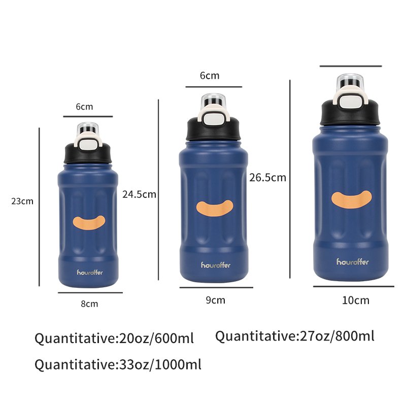 houroffer Vacuum Flask 30oz 40oz outdoor mugs stainless steel sport water bottle with handle tumbler with straw business logo