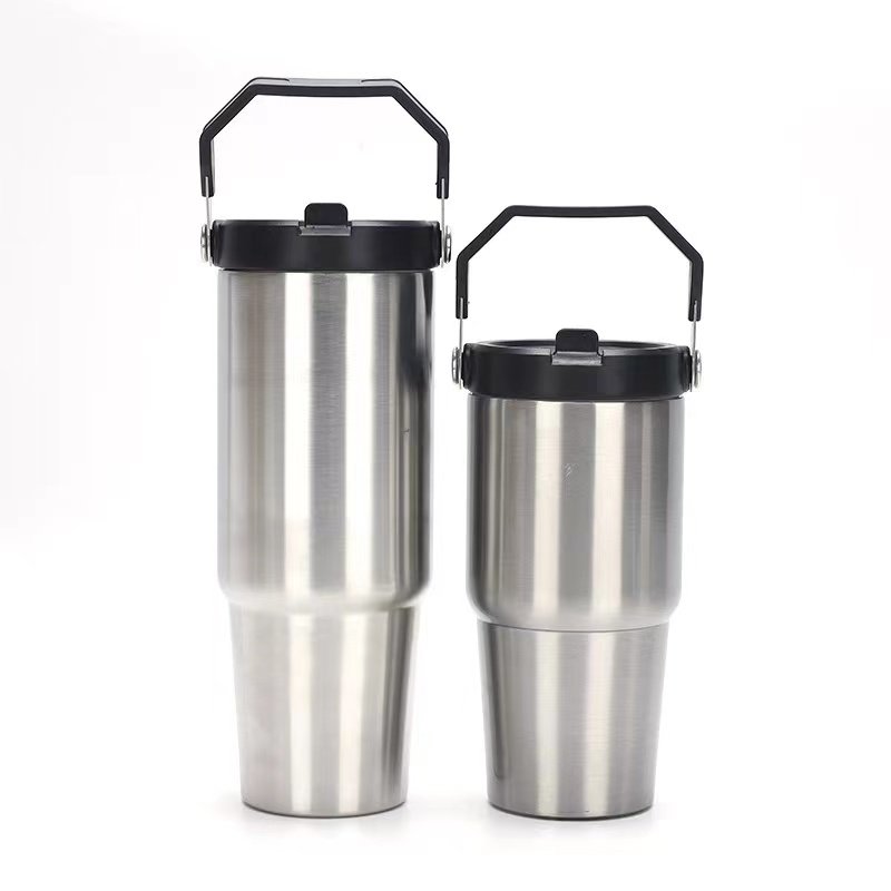 30oz Oversized Coffee Street Running BPA Free Warm Hot Stainless Steel Water bottle with Straw