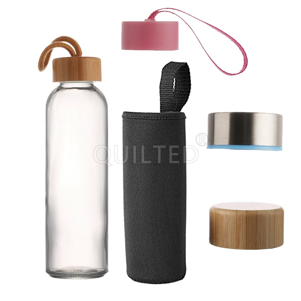 High quality Unbreakable 280ml 360ml 500ml tea juice glass water bottle with Sleeve