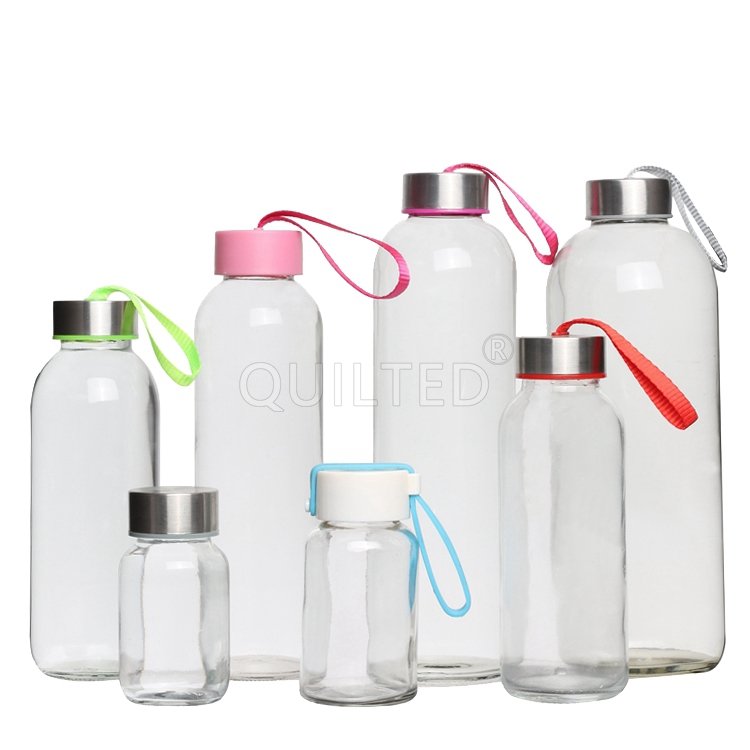 High quality Unbreakable 280ml 360ml 500ml tea juice glass water bottle with Sleeve