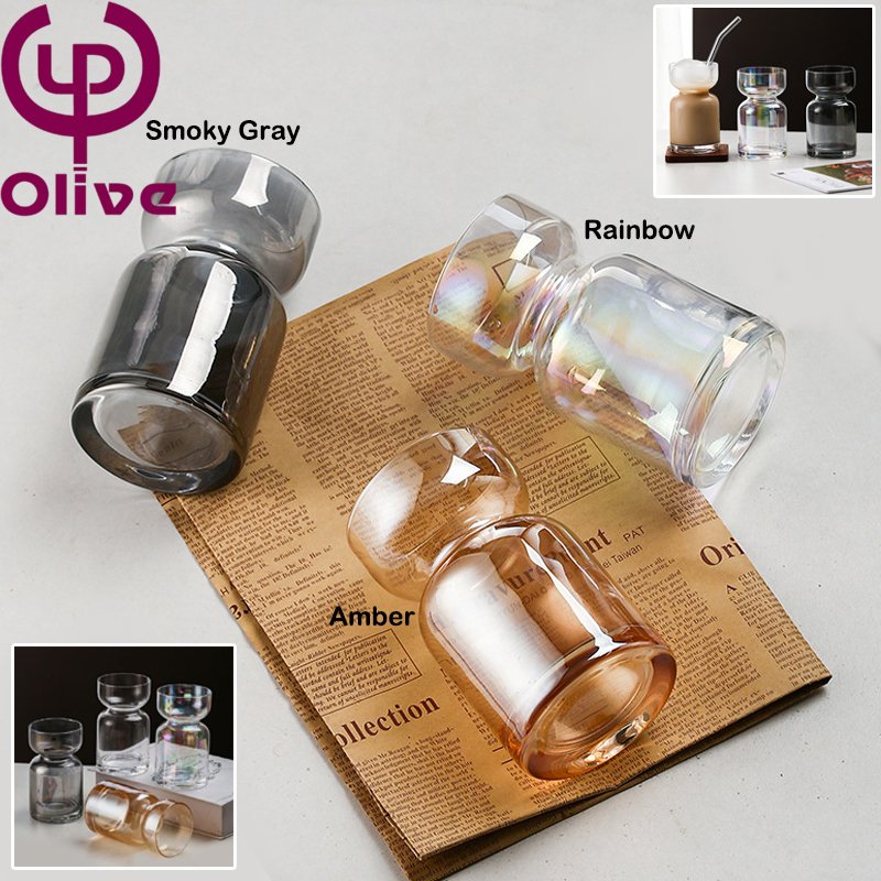 Hourglass Glass Coffee Cup Clear Juice Beverage Glass Tumbler Ice Cream Beer Whisky Cocktail Milk Tea Drinking Saturn Coffee Mug
