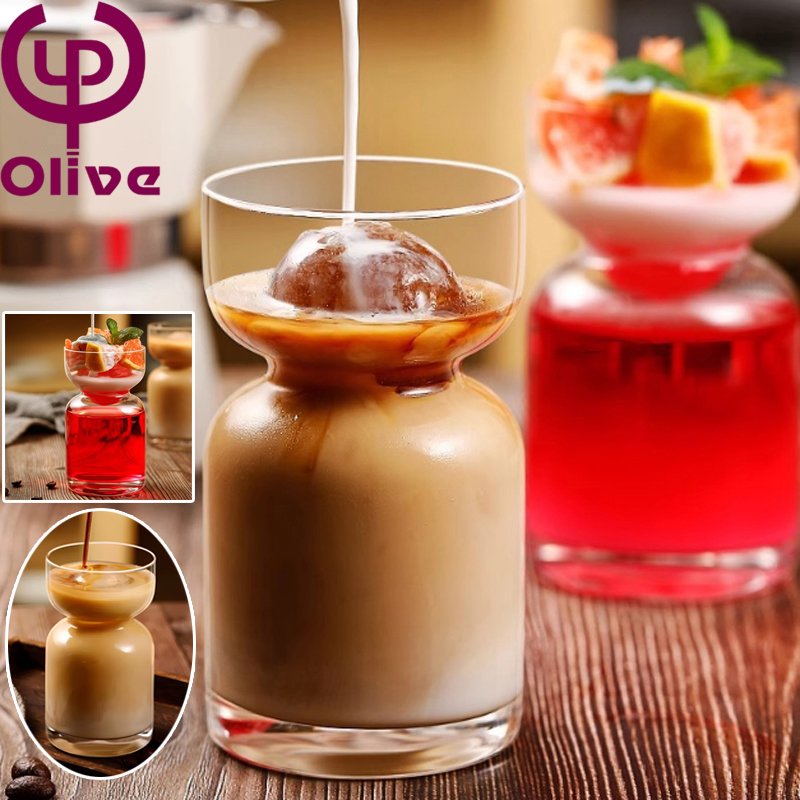 Hourglass Glass Coffee Cup Clear Juice Beverage Glass Tumbler Ice Cream Beer Whisky Cocktail Milk Tea Drinking Saturn Coffee Mug
