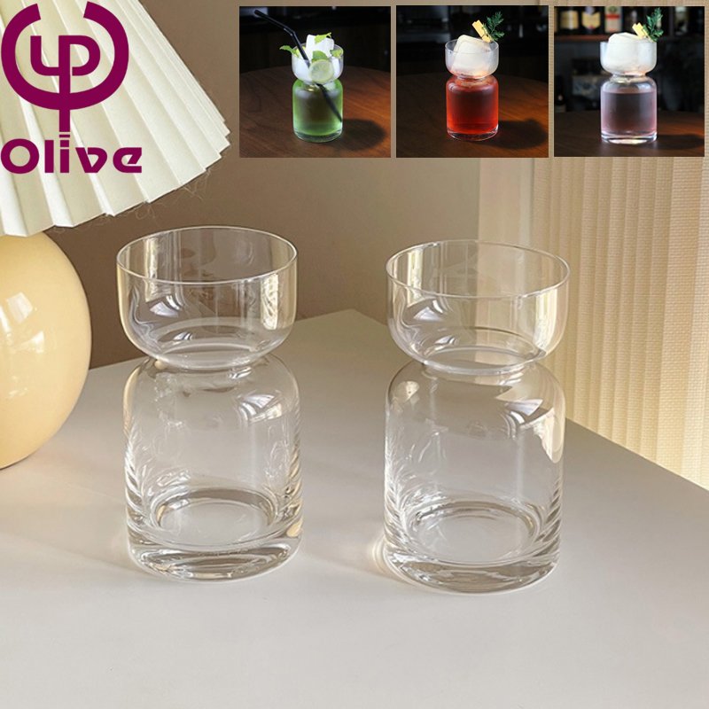 Hourglass Glass Coffee Cup Clear Juice Beverage Glass Tumbler Ice Cream Beer Whisky Cocktail Milk Tea Drinking Saturn Coffee Mug