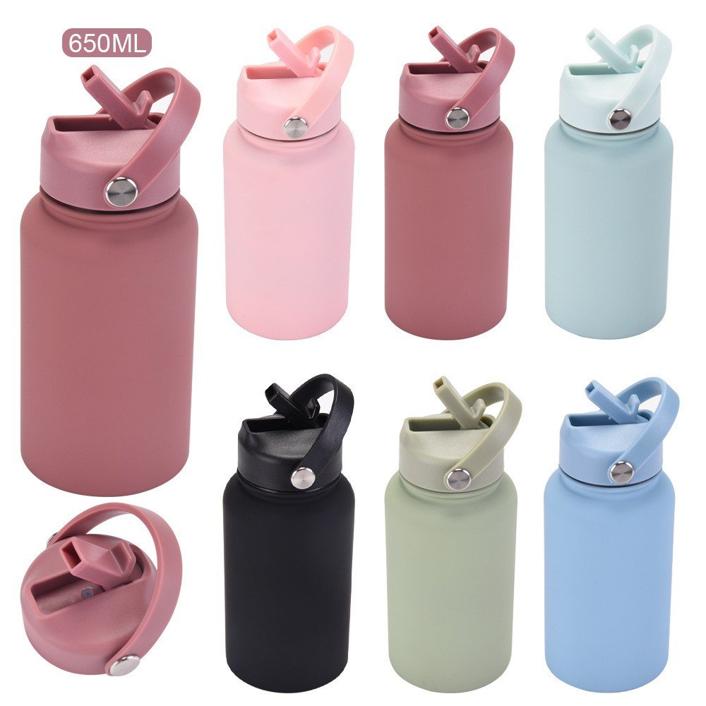FX Factory New 650ml Sport Bottle Vacuum Insulated Stainless Steel Straw Lid Water Flask Travel Drink Mug with Portable Handle