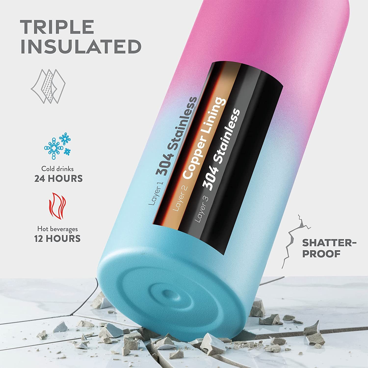 Factory Hot Sale 22oz Wholesale Blank Double Wall Stainless Steel Sports Aqua Flask Tumbler Straight Water Bottle With Straw