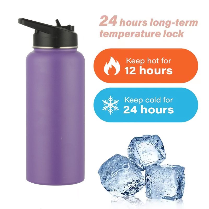 Factory Hot Sale 22oz Wholesale Blank Double Wall Stainless Steel Sports Aqua Flask Tumbler Straight Water Bottle With Straw