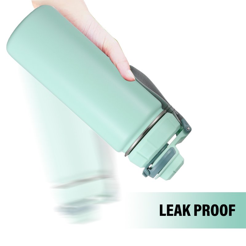 Wide Mouth Stainless Steel Custom Vacuum Flask Powder Coated Gym Water Bottles For Sports With Straw Tea Infuser