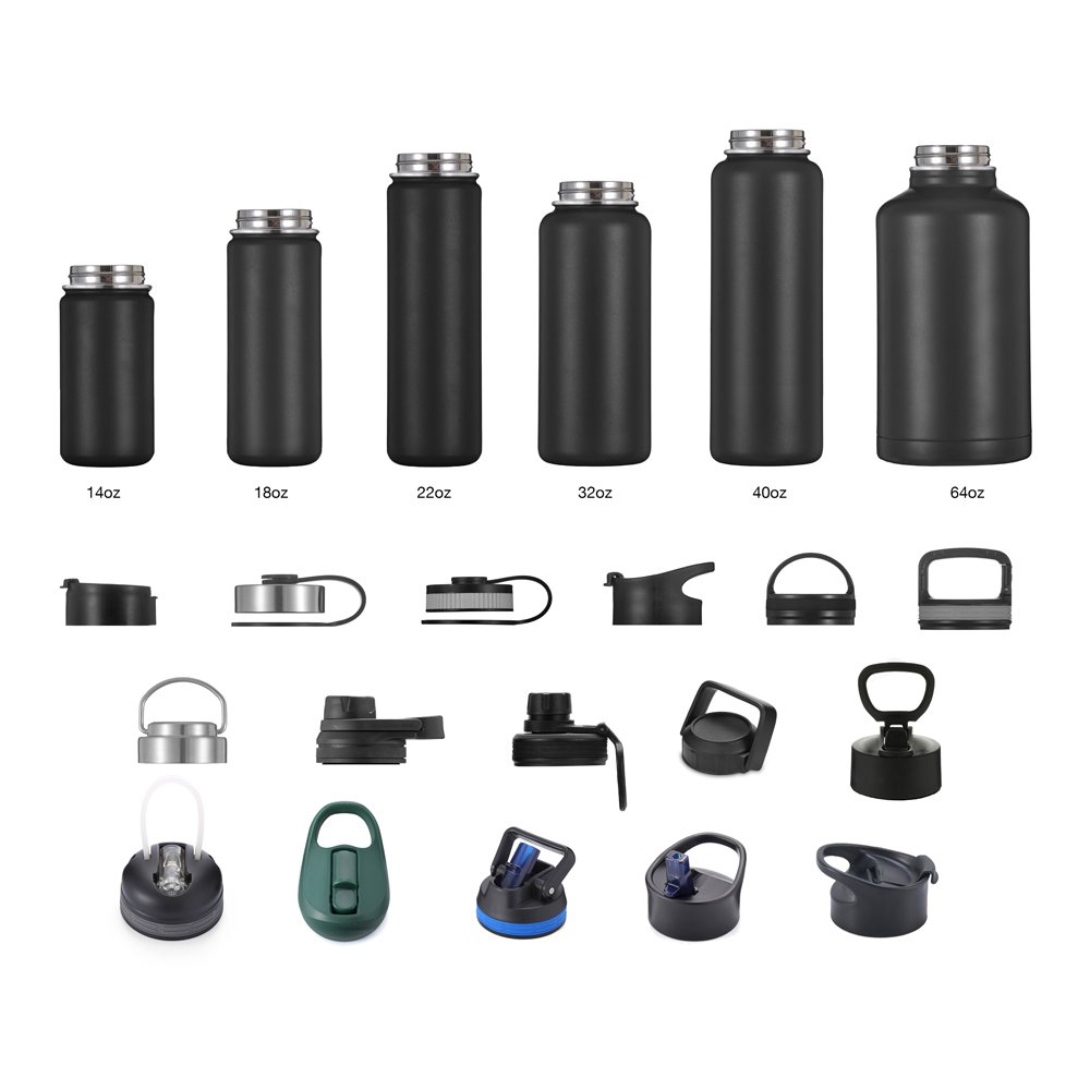 Wide Mouth Stainless Steel Custom Vacuum Flask Powder Coated Gym Water Bottles For Sports With Straw Tea Infuser