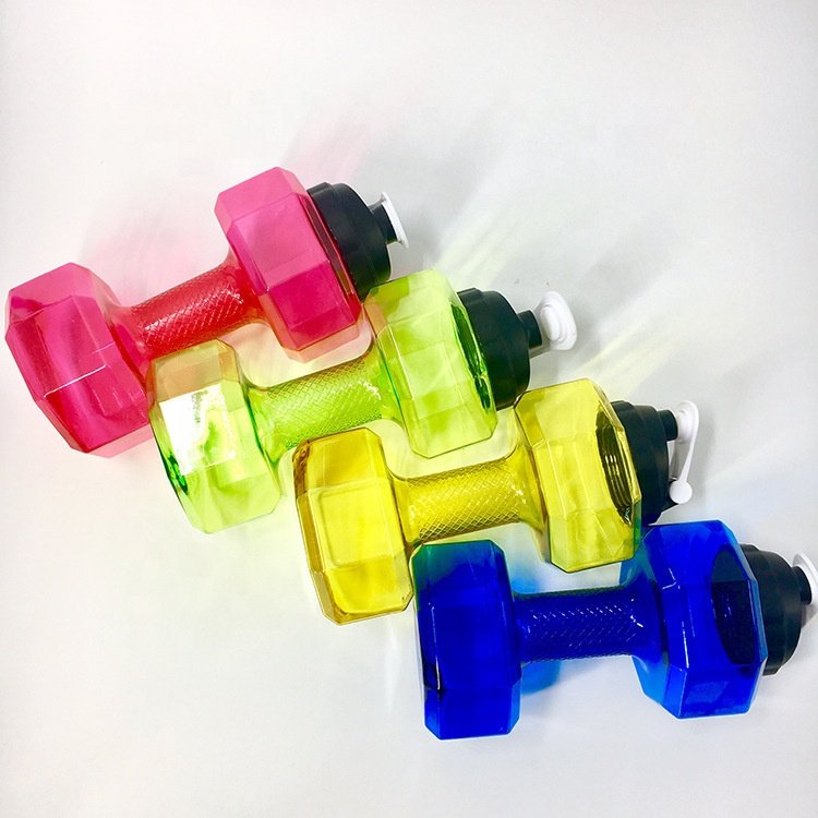 2.2 Liter gym water bottle plastic dumbbell shape PETG sport shake bottle