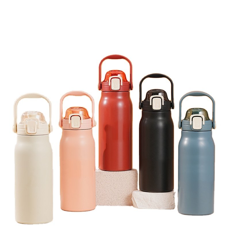 Large Capacity 1300ML Outdoor Portable Sports Kettle with Straw New Double Vacuum Mug Vacuum Flasks & Thermoses