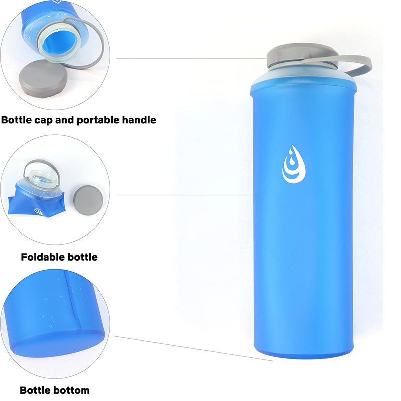 Oem/Odm Water Bottle Flask 1L 1.5L Tpu Eva Peva Drinking Running Foldable Collapsible Sport Bottle Soft Flask Water Bottles