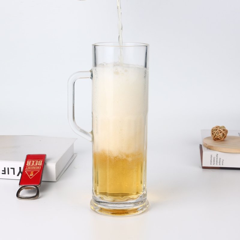 Customized logo cheap beer promotional glass cup transparent 750ml wholesale Big glass beer mug