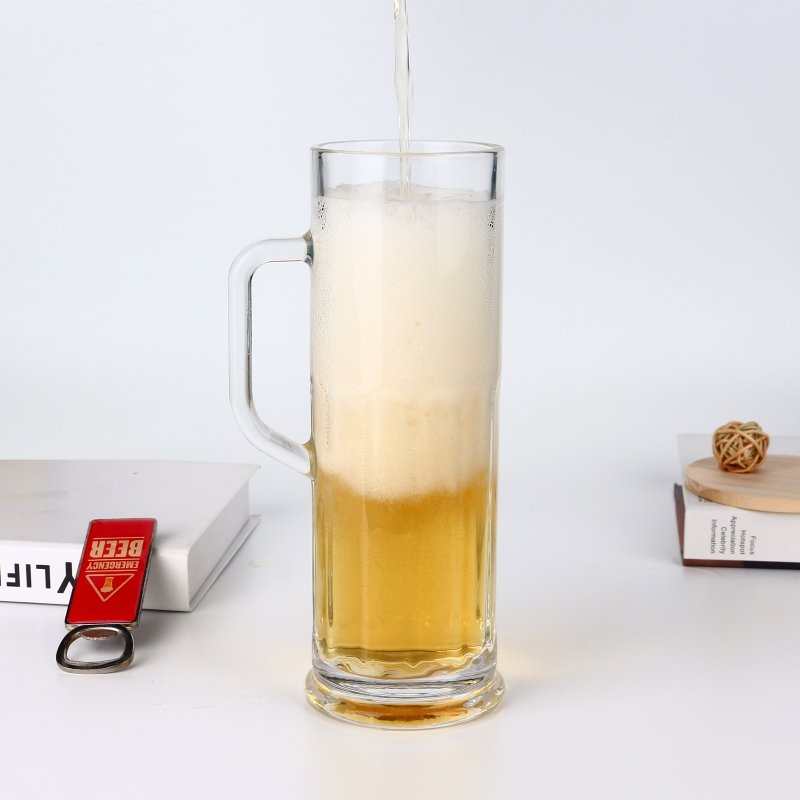 Customized logo cheap beer promotional glass cup transparent 750ml wholesale Big glass beer mug