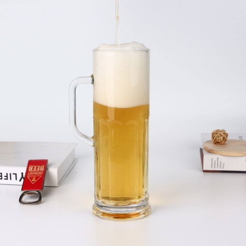 Customized logo cheap beer promotional glass cup transparent 750ml wholesale Big glass beer mug