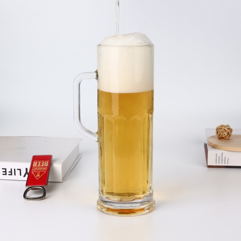 Customized logo cheap beer promotional glass cup transparent 750ml wholesale Big glass beer mug