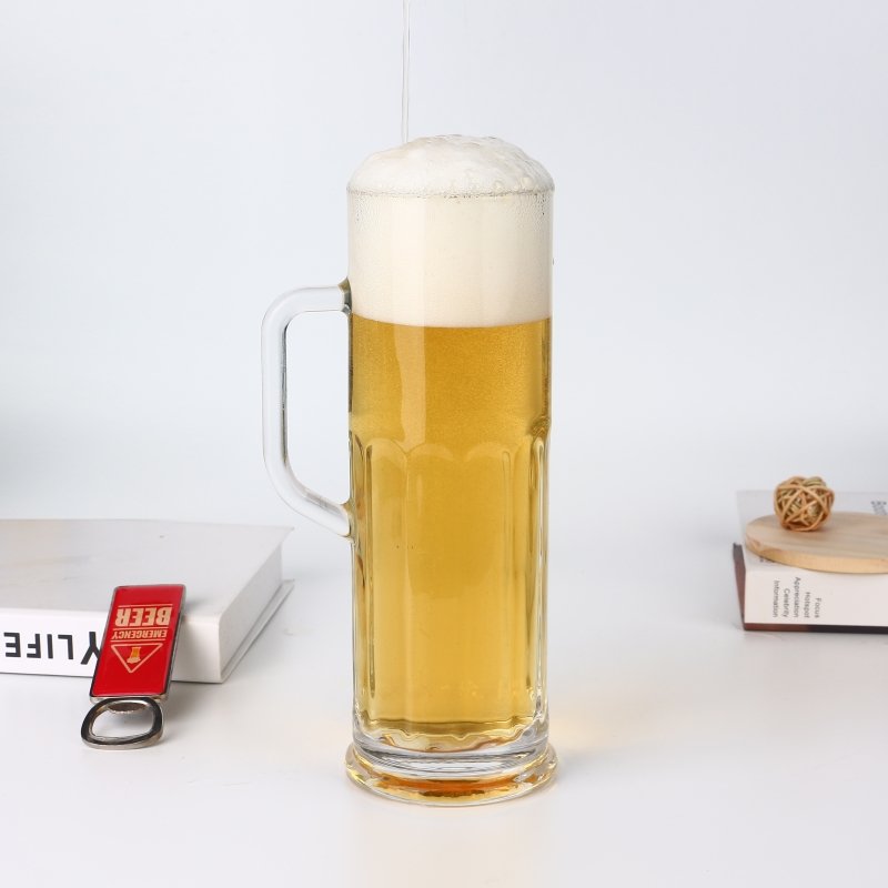 Customized logo cheap beer promotional glass cup transparent 750ml wholesale Big glass beer mug