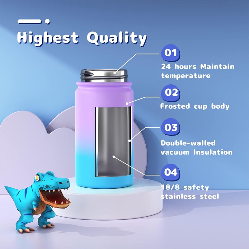 350ML Vacuum Insulated Bottle Stainless Steel Children kids water bottle bpa free With straw Lids
