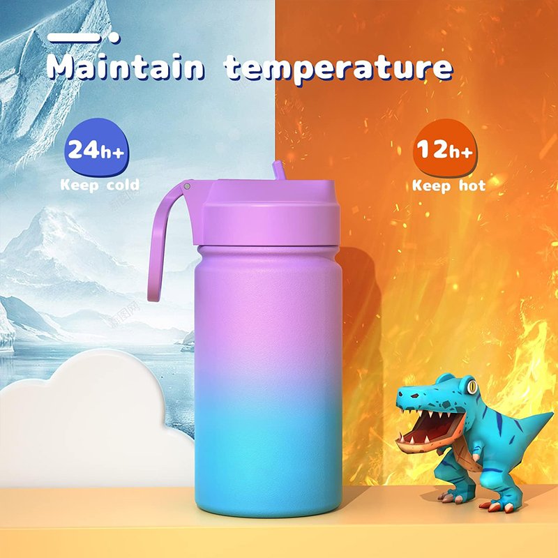 350ML Vacuum Insulated Bottle Stainless Steel Children kids water bottle bpa free With straw Lids