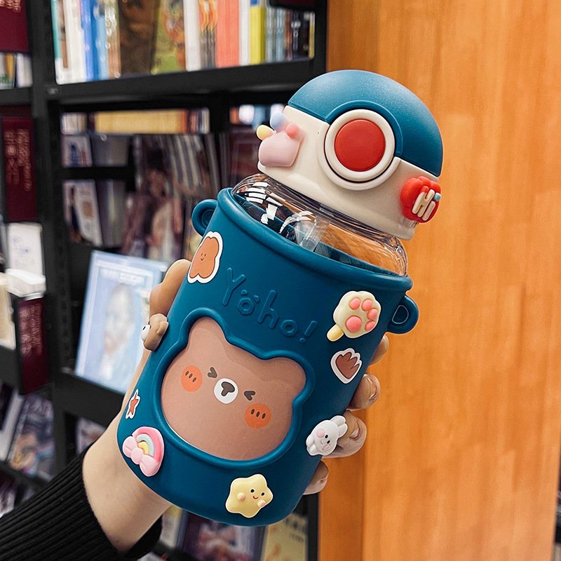 Wholesale customized 450ml kids drinking bottle plastic drink kids water bottle with straw