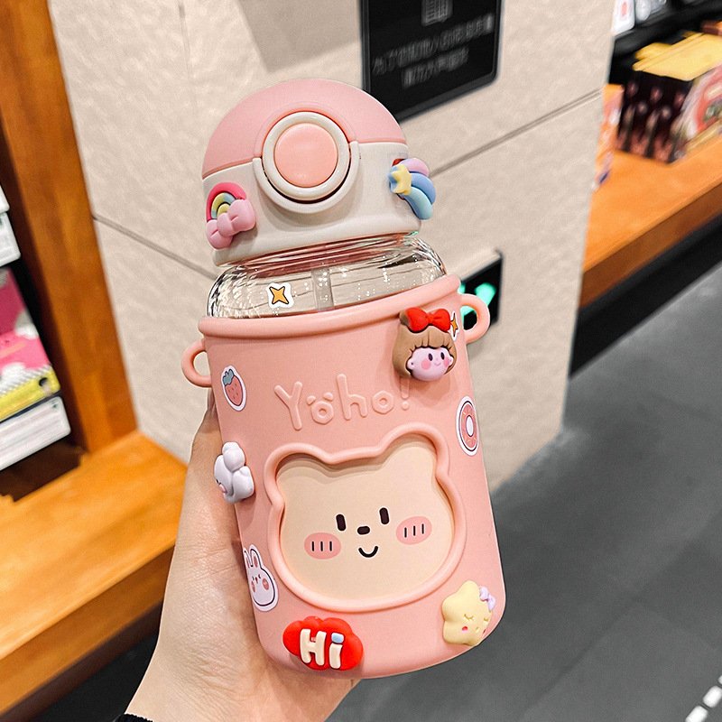 Wholesale customized 450ml kids drinking bottle plastic drink kids water bottle with straw
