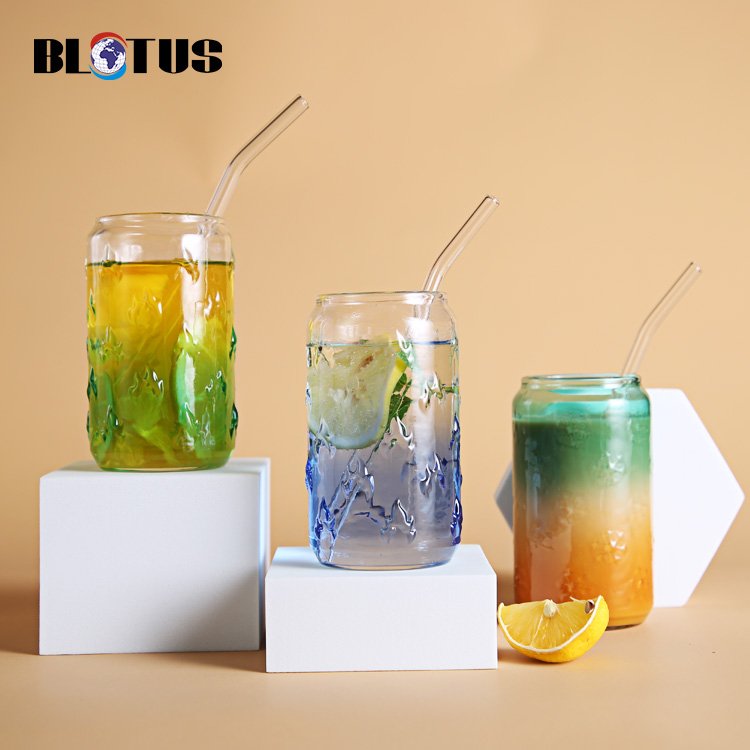 Sublimation 12oz 16oz 20oz Beer Soda Coffee Mug Can Shaped Glass Tumbler with Bamboo Lid Straw Cup