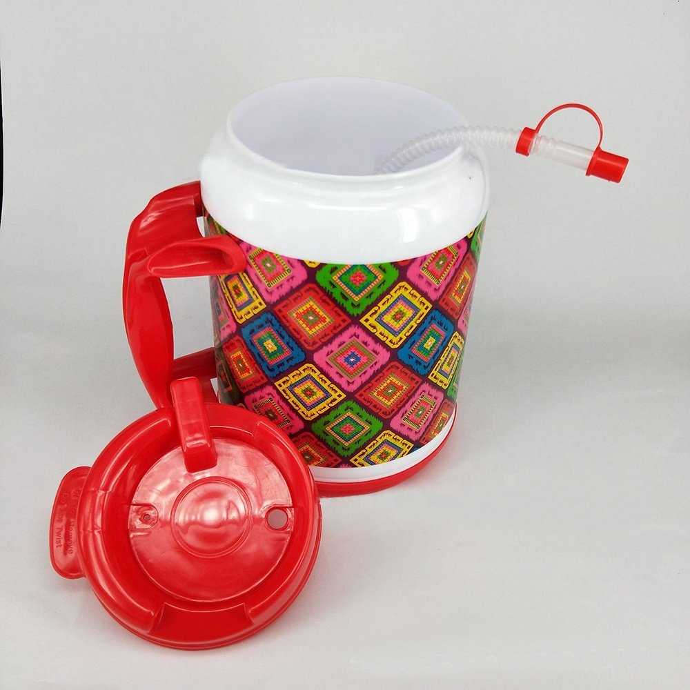 64OZ Thermo Mug Double Plastic Cup Custom Water Flask with Straw and Handle