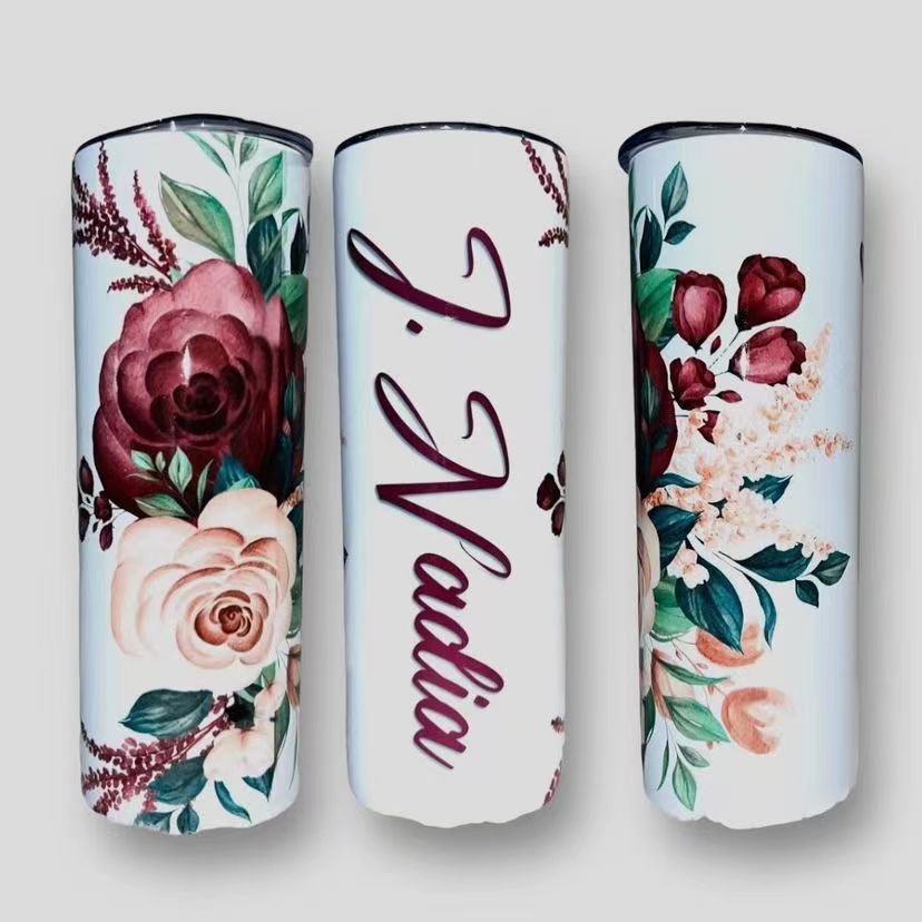 Hot sale Double wall stainless steel thermos flask skinny tumbler cups sublimation 20 oz straight thermal coffee cup with straw