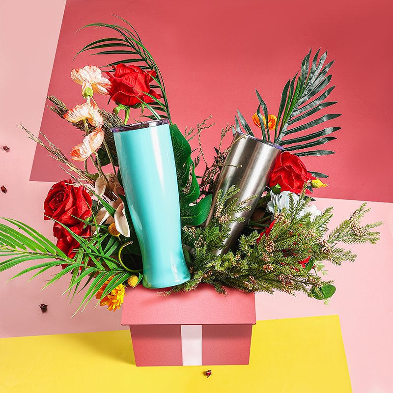 20 oz 30 oz double wall stainless steel travel thermal slim tumbler vase mugs with leakproof lid