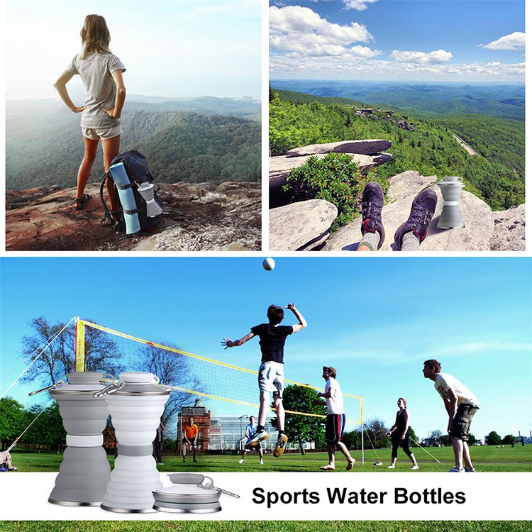 Free sample Ecofriendly Sport Drinkware Shaker Protein Cycling Water Bottle Bpa Free Foldable Bottle Silicon Collapsible