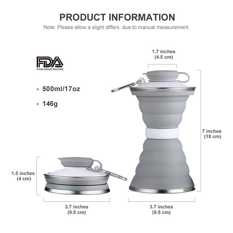Free sample Ecofriendly Sport Drinkware Shaker Protein Cycling Water Bottle Bpa Free Foldable Bottle Silicon Collapsible