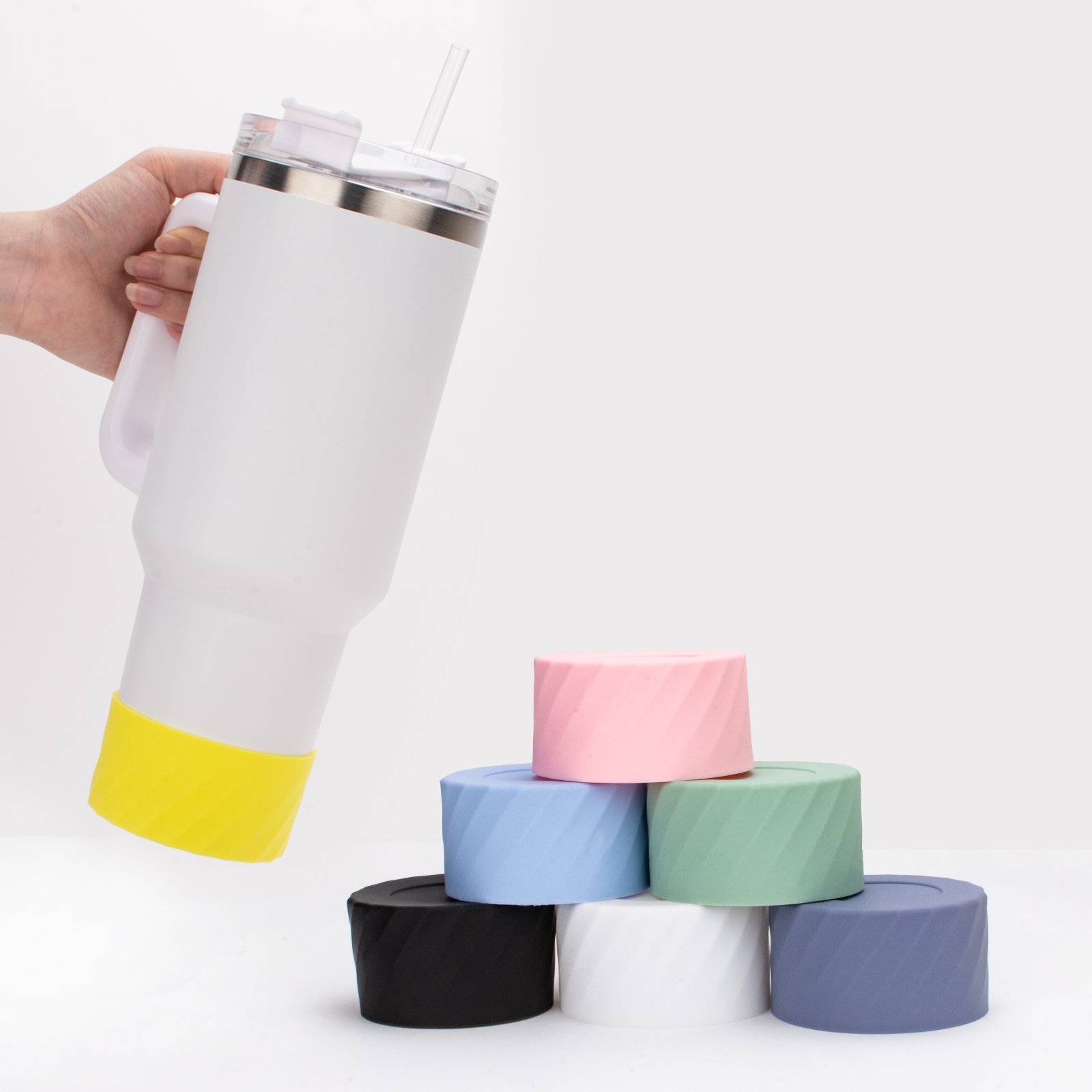 40oz Multicolor Protector Silicone Water Bottle Bottom Sleeve for Stanley Cup Accessories/Easy to Carry