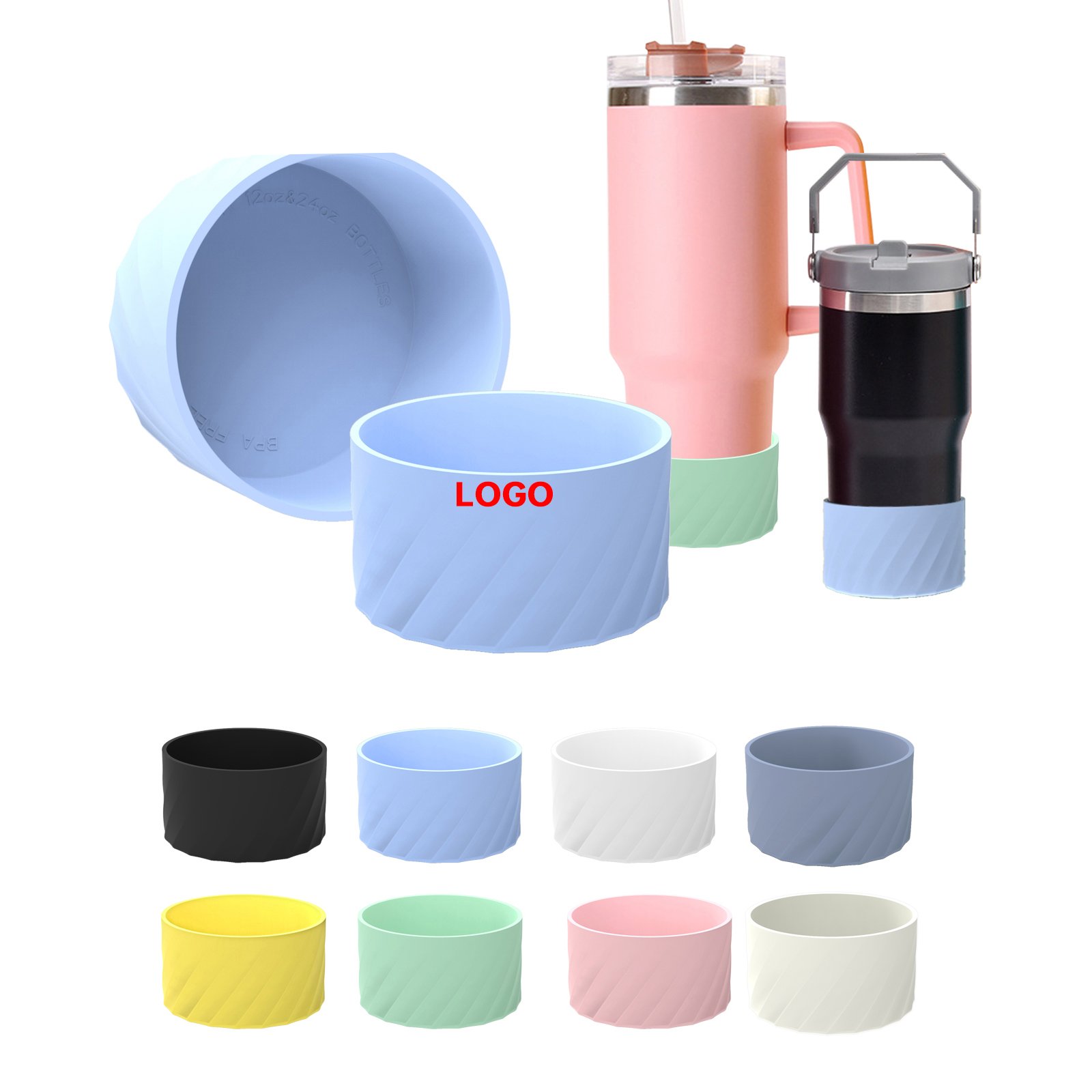 40oz Multicolor Protector Silicone Water Bottle Bottom Sleeve for Stanley Cup Accessories/Easy to Carry