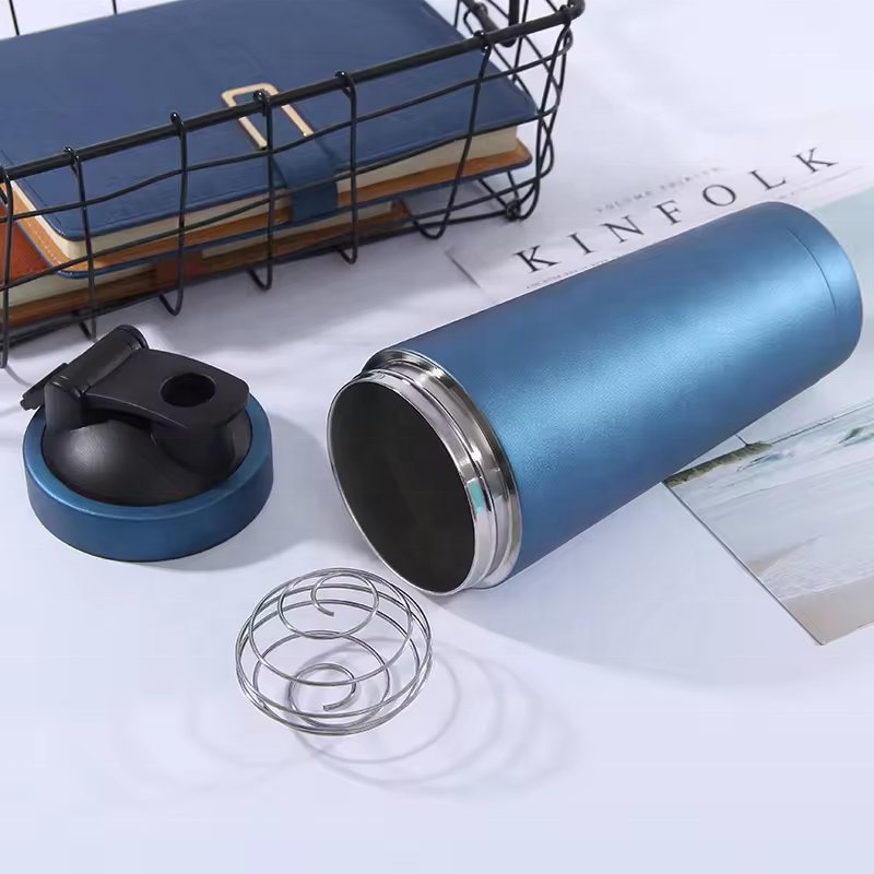 Direct Drinking Vacuum Flasks Thermal Travel Gym Sports Hydro Bottle Protein Shaker Cup With Spring Ball